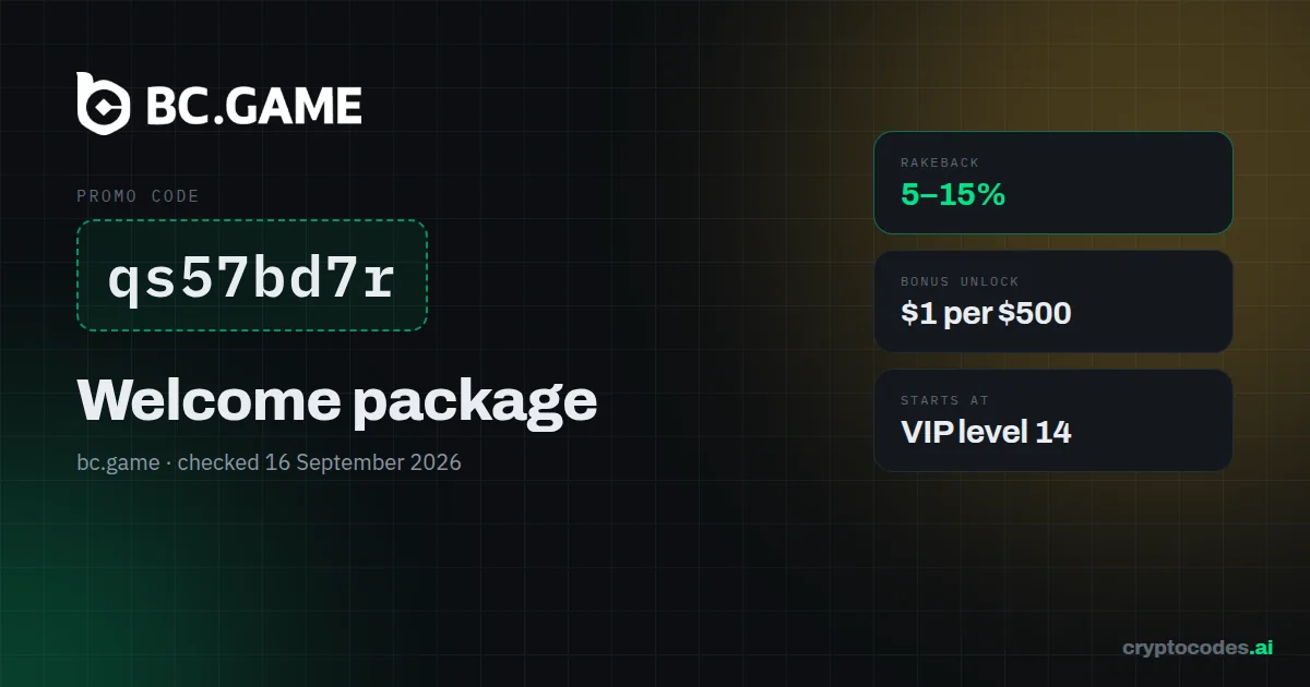 BC.Game promo code qs57bd7r — Welcome package