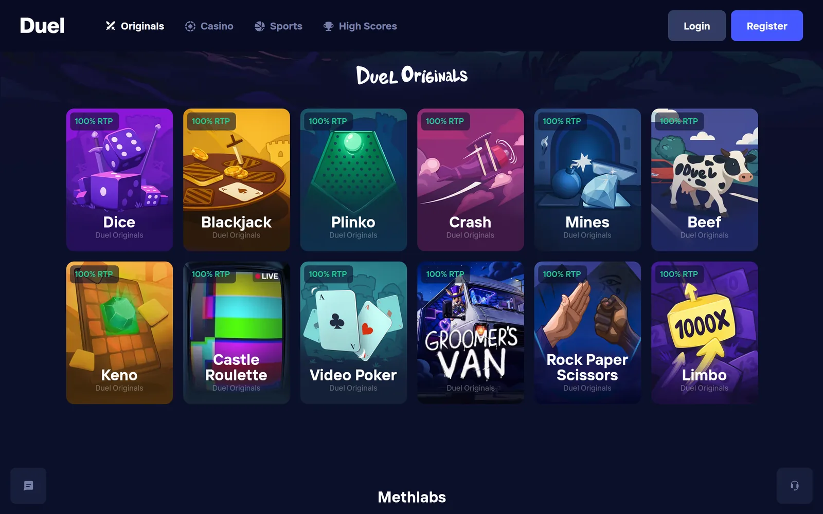 Duel Originals — the in-house provably fair games