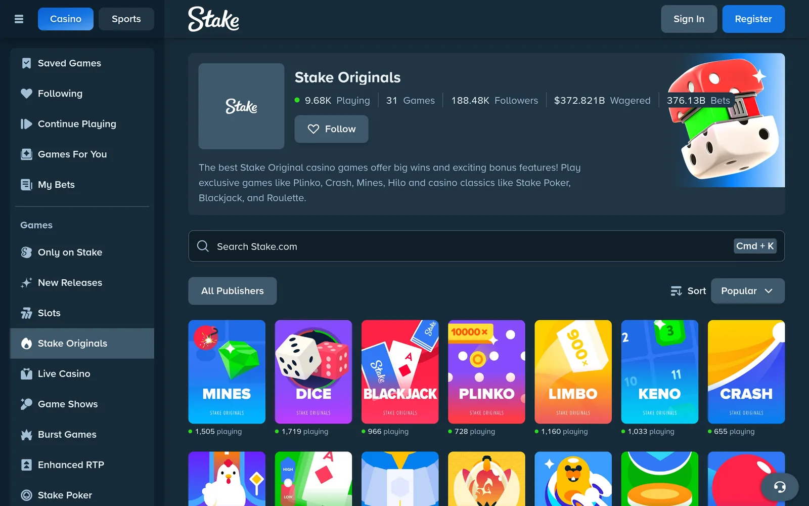 Stake Originals — the in-house provably fair games